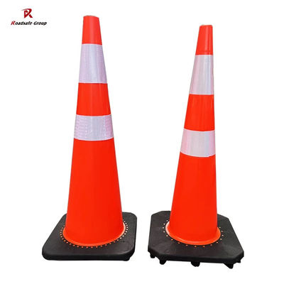 quality PVC-waarschuwing verkeersveiligheid verkeersconen reflecterende veiligheidsconen zwart basis 36 inch factory