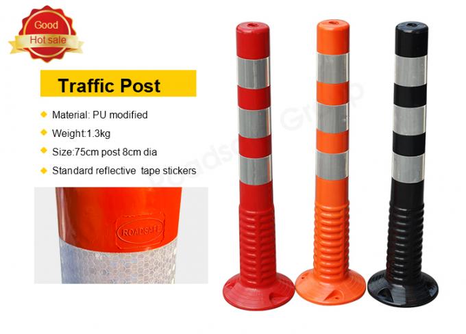 75 cm Buitenwegveiligheid Waarschuwing Duurzaam PU Plastic Verkeerswaarschuwingspost 3